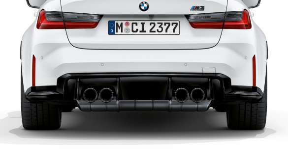 Выхлопная система M Sport BMW M3 Competition G80 2020 BMW M3 Competition G80 2020, выхлопная система M Sport, вид сзади