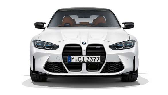 Дизайн передней части BMW M3 Competition G80 2020 "Морозный Белый Бриллиант металлик" BMW M3 Competition G80 2020 "Морозный Белый Бриллиант металлик", дизайн передней части, вид спереди
