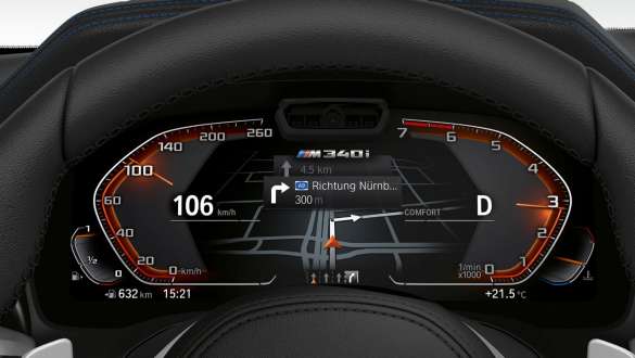 Особая приборная панель M BMW M340i xDrive G20 2020 BMW M340i xDrive G20 2020, кокпит с особой приборной панелью M