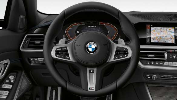 Адаптивное спортивное рулевое управление, кокпит BMW M340i xDrive G20 2020 Адаптивное спортивное рулевое управление BMW M340i xDrive G20 2020 "Черный Сапфир металлик", салон и кокпит