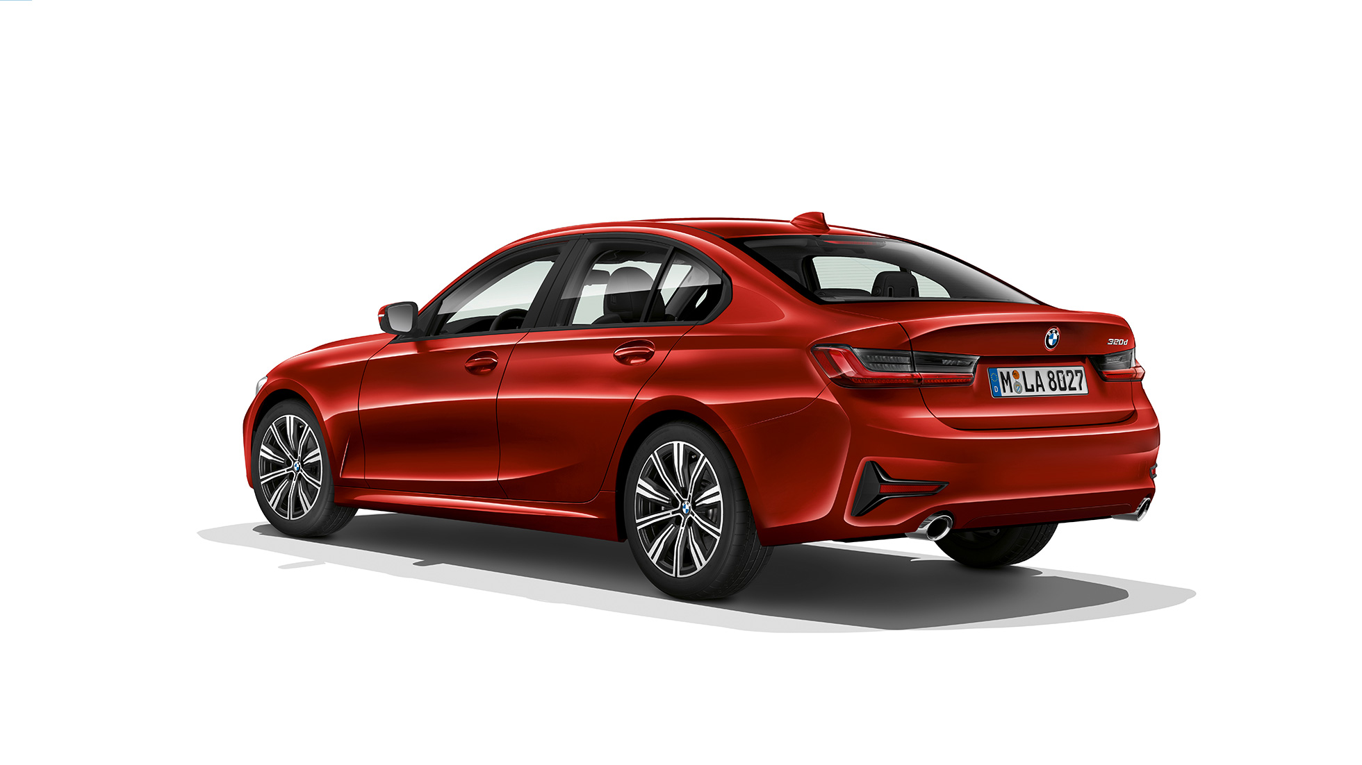 BMW 3 серии Седан Advantage, задняя часть. Задний снимок седана BMW 3 серии Advantage с поворотом в три четверти.