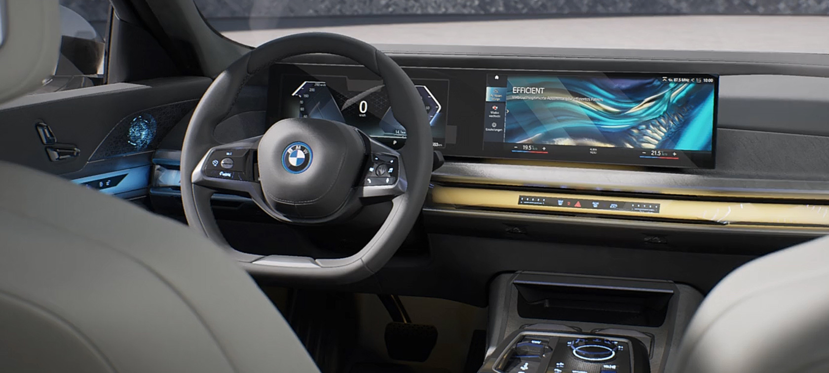 BMW i7 G70, видео интерьера BMW i7 G70, видео с особенностями дизайна интерьера