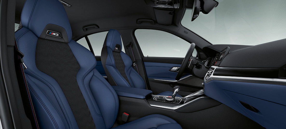 Салон BMW M4 Coupe 2020 G82, полная отделка кожей Merino BMW Individual цвета "Синий Фьорд"/"Черный" Салон BMW M4 Coupe G82 2020, полная отделка кожей Merino BMW Individual цвета "Синий Фьорд"/"Черный"