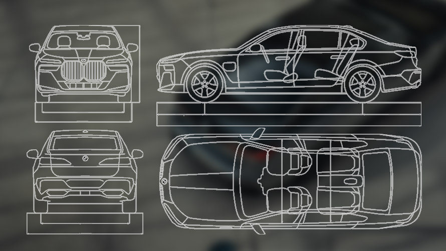 Габаритный чертеж BMW M760e xDrive G70 Габаритный чертеж BMW M760e xDrive G70