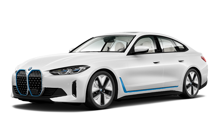 BMW i4 в студии BMW i4 в студии, вид спереди на три четверти